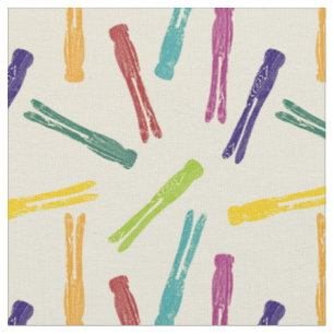 Colorful Wooden Clothespins Laundry Pegs Patterned Fabric
