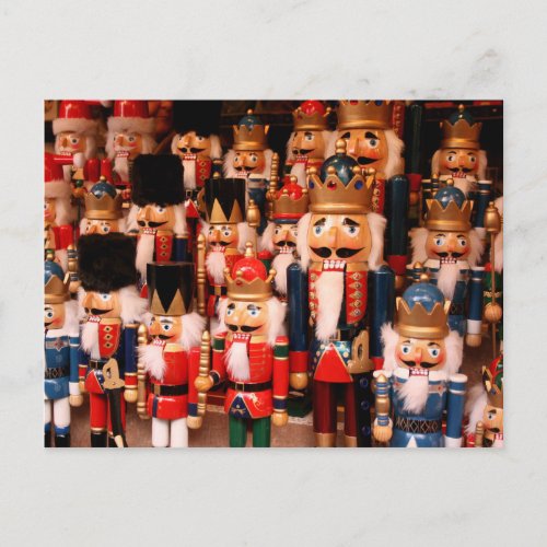 Colorful wooden nutcrackers postcard