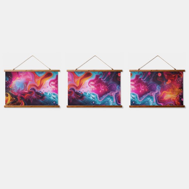 Colorful Wooden Wall Carpet Hanging Tapestry (Triple)