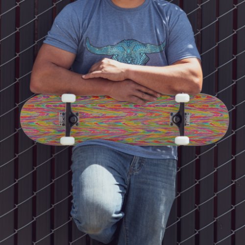 Colorful Wooden Waves Skateboard