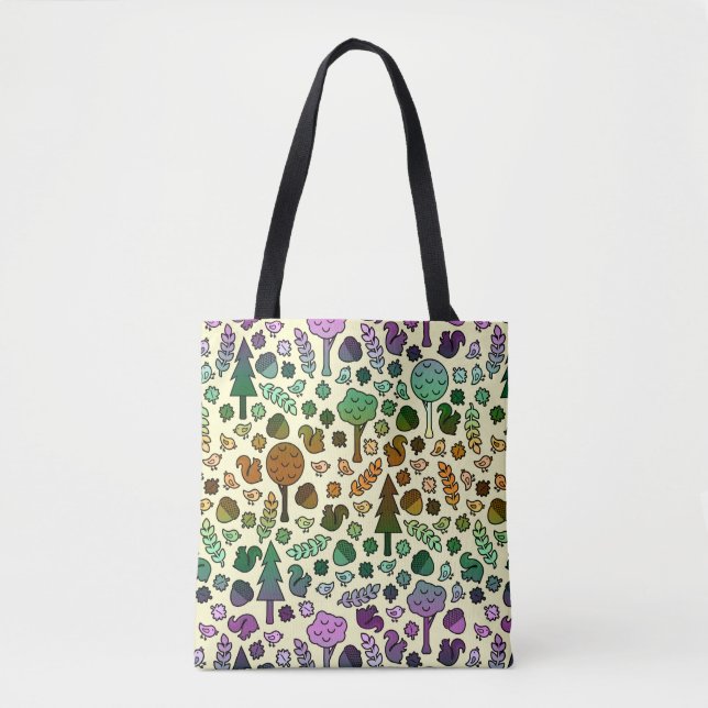 Colorful Woodland Creatures Tote Bag (Front)