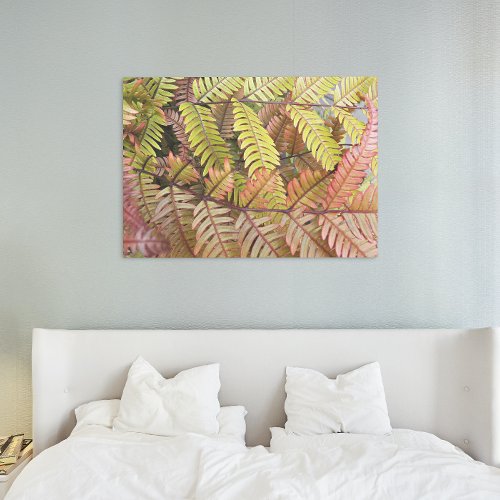 Colorful Woodland Ferns Floral Canvas Print