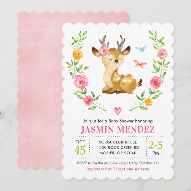 Colorful Woodland Forest Baby Shower Sprinkle Deer Invitation (Front/Back)