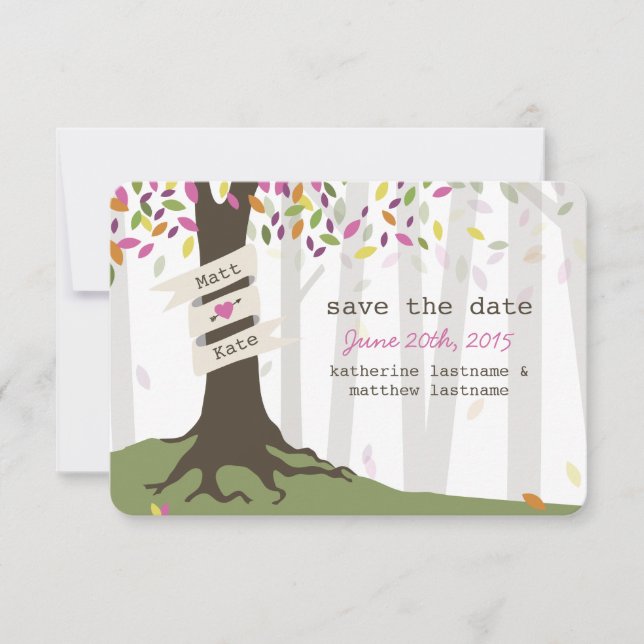 Colorful Woodland Wedding Save The Date (Front)