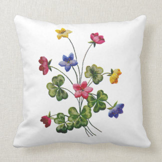 Colorful Woodsorrel Faux Embroidered Pillow