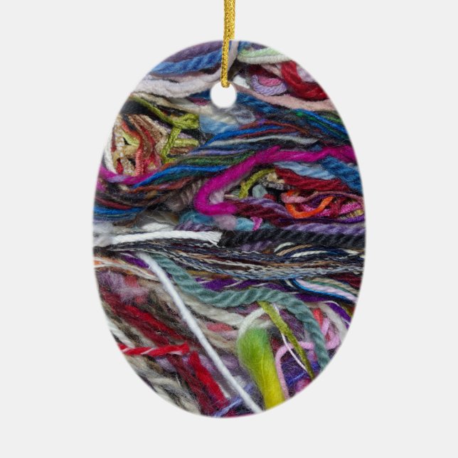 Colorful  wool fibres ceramic ornament (Front)