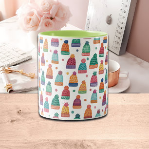 Colorful Woolly Hats Winter Two-Tone Coffee Mug