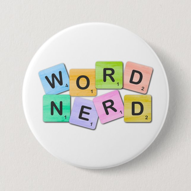 Colorful Word Nerd Button (Front)