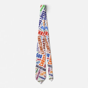 Colorful word's Christian cross Tie