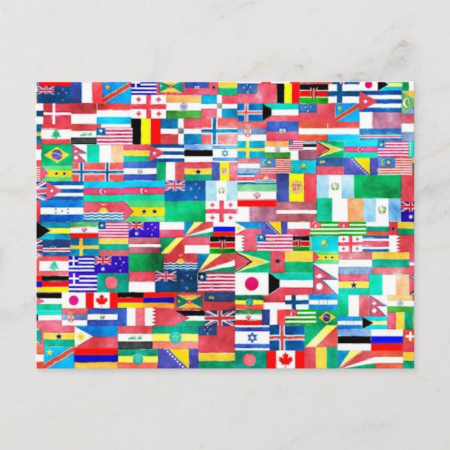 Colorful World Flags Postcard (Front)