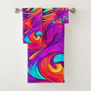 Colorful World: Flowy Patterns Bath Towel Set