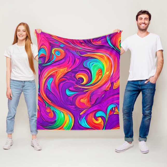 Colorful World: Flowy Patterns Fleece Blanket (In Situ)