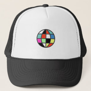 colorful world globe trucker hat