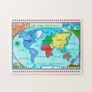 Colorful World Map 11x14 Postcard Jigsaw Puzzle