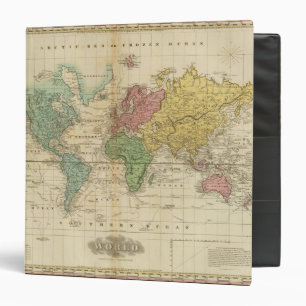 Colorful World Map 3 Ring Binder