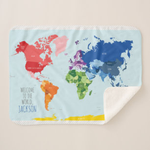 Colorful World Map Baby Blanket