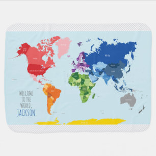 Colorful World Map Baby Blanket