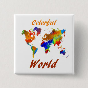 Colorful World Map Design 33 Button
