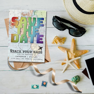 Colorful World Map Destination Wedding Save The Da Date