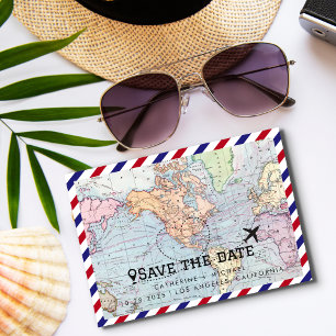 Colorful World Map Destination Wedding Save The Da Date