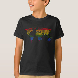 Colorful World Map Equal Pride Gay Lesbian Queer T-Shirt