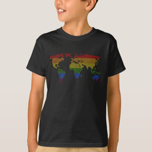 Colorful World Map Equal Pride Gay Lesbian Queer T_Shirt
