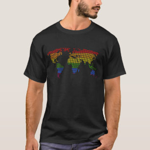Colorful World Map Equal Pride Gay Lesbian Queer T-Shirt