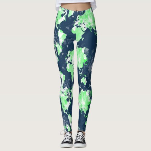 Colorful world map Leggings