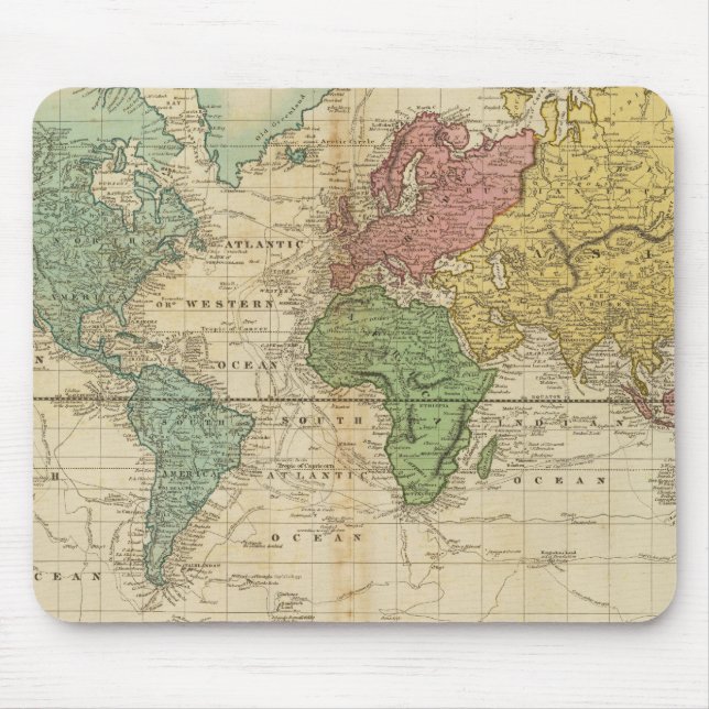Colorful World Map Mouse Pad (Front)