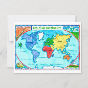 Colorful World Map Postcard