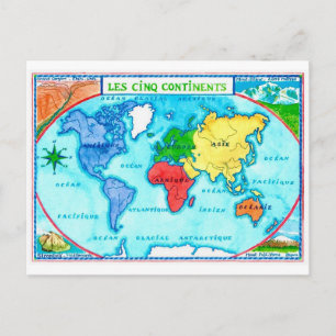 Colorful World Map Postcard