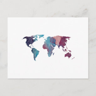 Colorful World Map Silhouette Postcard