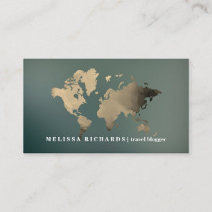 Colorful World Map Travel Blog Business Card