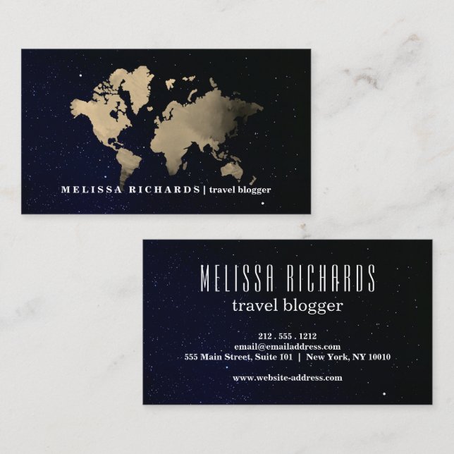 Colorful World Map Travel  Blog Business Card (Front/Back)
