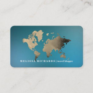 Colorful World Map Travel Blog Business Card