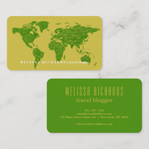 Colorful World Map Travel  Blog Business Card