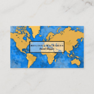 Colorful World Map Travel  Blog Business Card