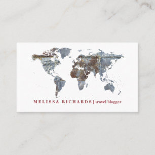 Colorful World Map Travel  Blog Business Card