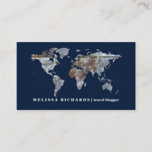 Colorful World Map Travel  Blog Business Card