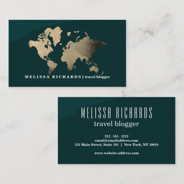 Colorful World Map Travel  Blog Business Card (Front/Back)