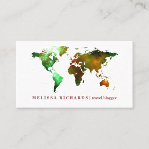 Colorful World Map Travel  Blog Business Card