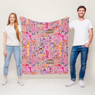 Colorful World Pattern Fleece Blanket