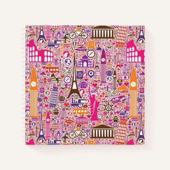 Colorful World Pattern Notebook (Front)