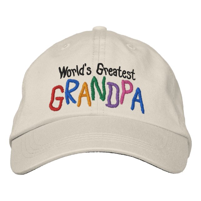 Colorful World's Greatest Grandpa Embroidered Baseball Hat (Front)