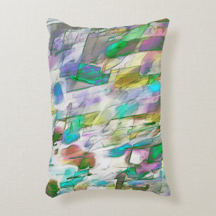 Colorful worn, fray between matte and satin accent pillow