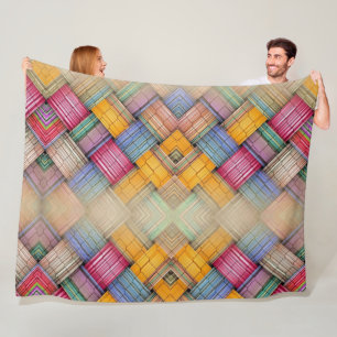 Colorful Woven Basketry Pattern Fleece Blanket