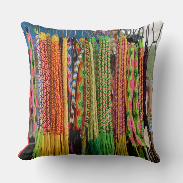 Colorful Woven Bracelets Design Throw Pillow (Front)