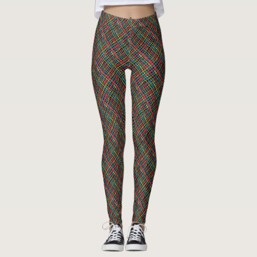 Colorful Woven Graphical Burlap Leggings