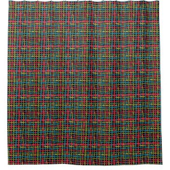 Colorful Woven Graphical Strings Shower Curtain by KreaturShop at Zazzle