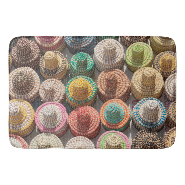 Colorful Woven Hats Bath Mat (Front)